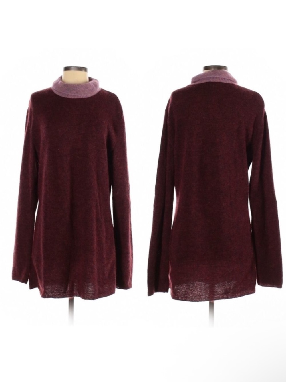 CAPUCINE PUERARI Italian Mohair Wool Long Turtleneck Sweater L